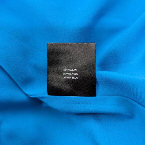 Badgley Mischka Odessa Split Front Crepe Gown V-Neck Puff Sleeves Blue Size 0 - Picture 10 of 15